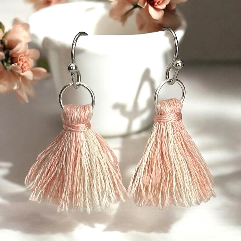 5 For $25💫Sweet Small Peaches and Cream Hippie Gypsy Tassels Earrings Da…